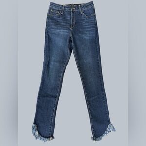 Just Black Denim Dark Blue Frayed Hem Jeans sz 27